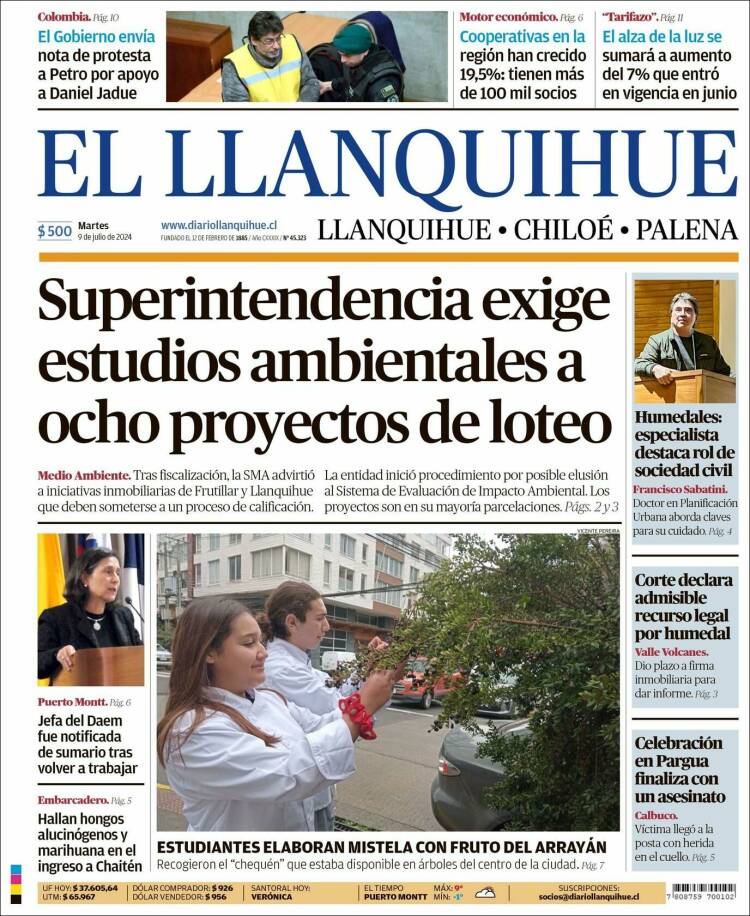 Portada de El Llanquihue (Chile)
