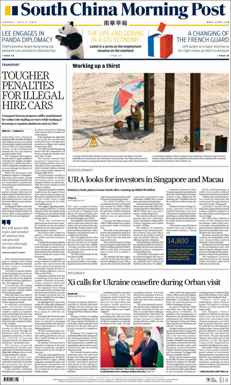 Portada de South China Morning Post (China)