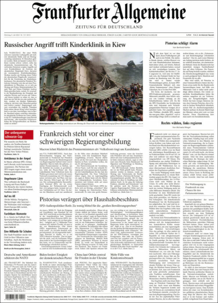 Portada de Frankfurter Allgemeine (Alemania)