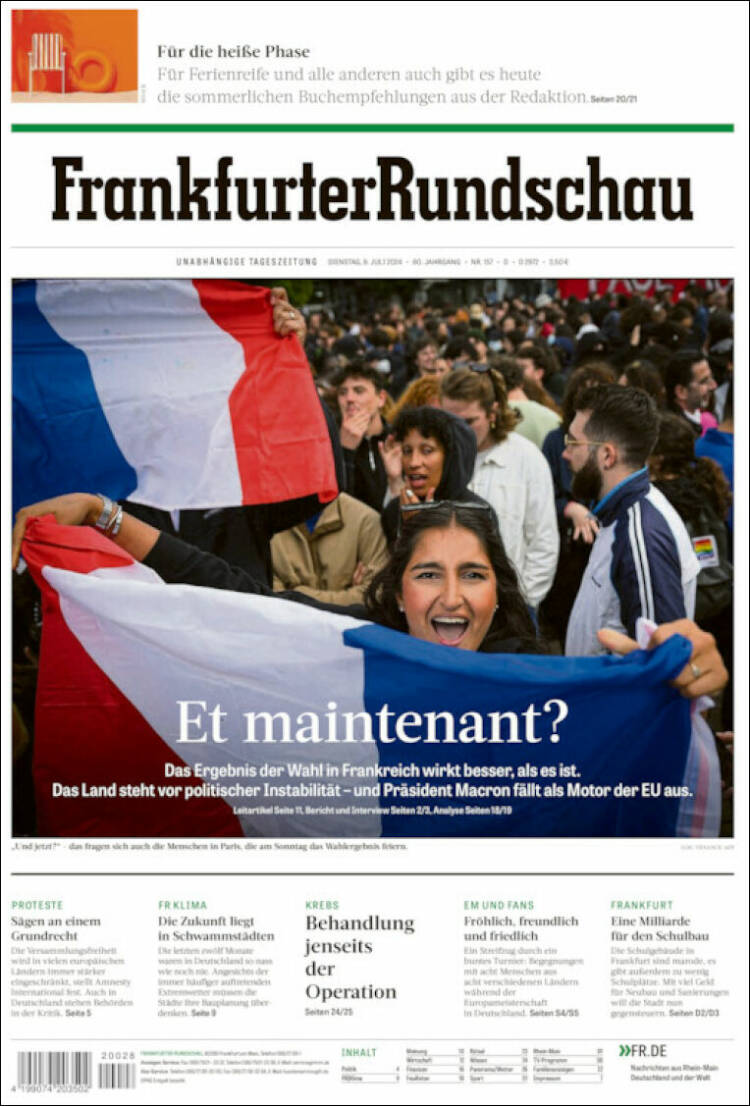 Portada de Frankfurter Rundschau (Alemania)