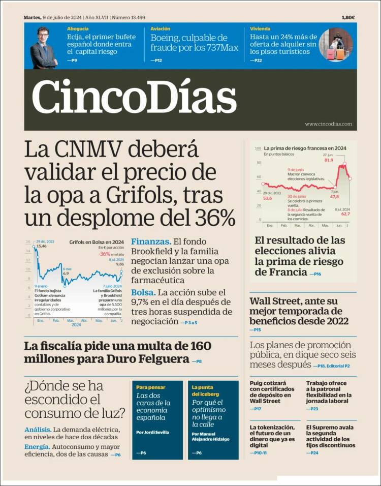 Portada de Cinco Días (Espa&ntilde;a)