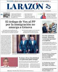 Portada de La Razón (España)