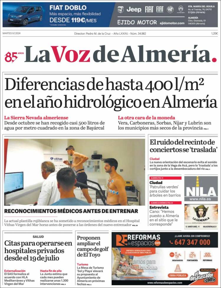 Portada de La Voz de Almería (España)