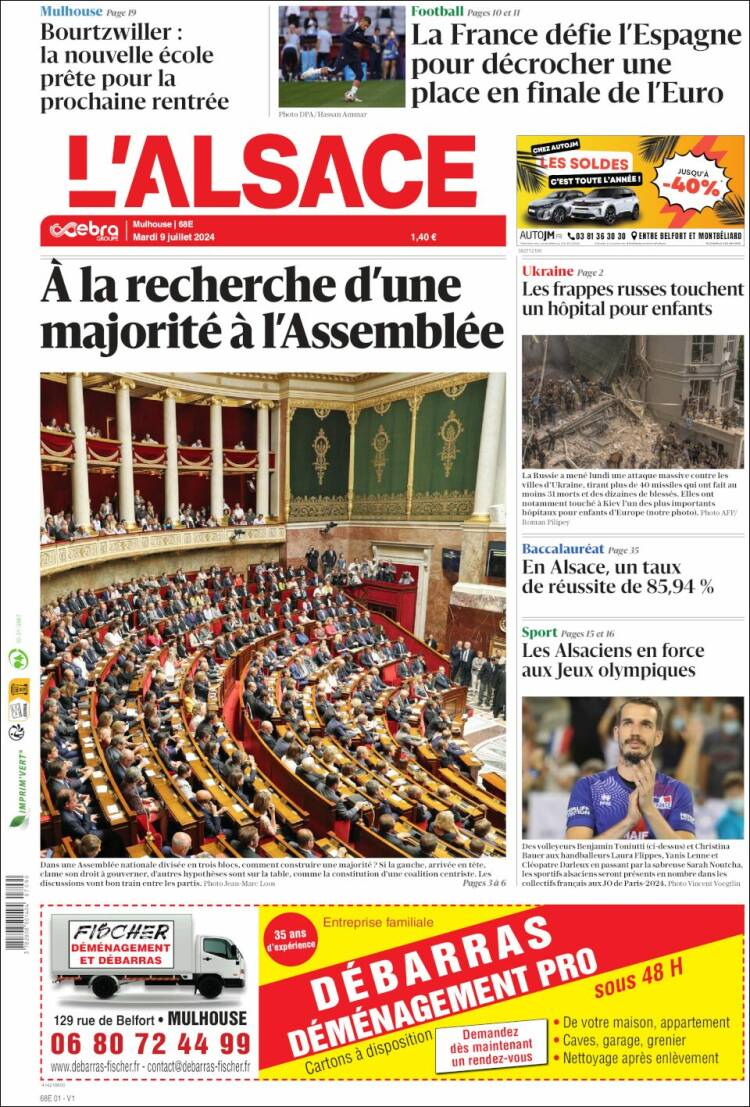 Portada de Journal L'Alsace (Francia)