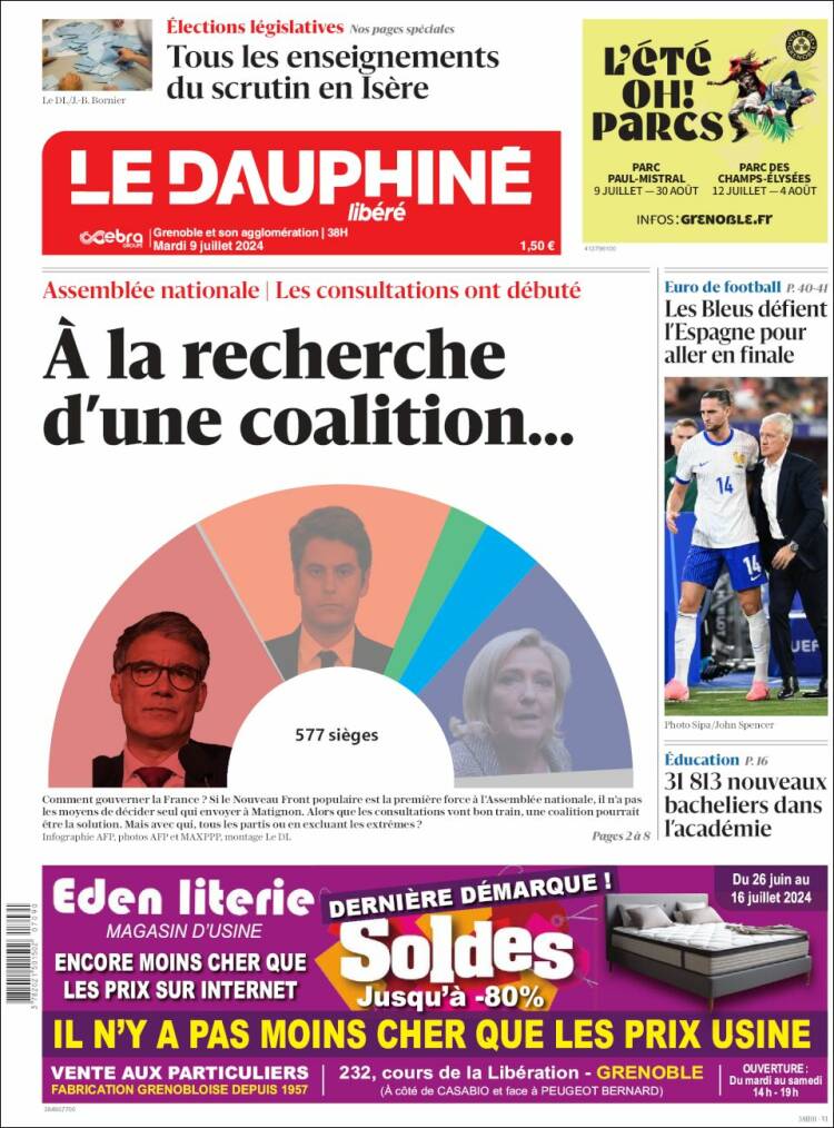 Portada de Le Dauphiné Libéré (Francia)
