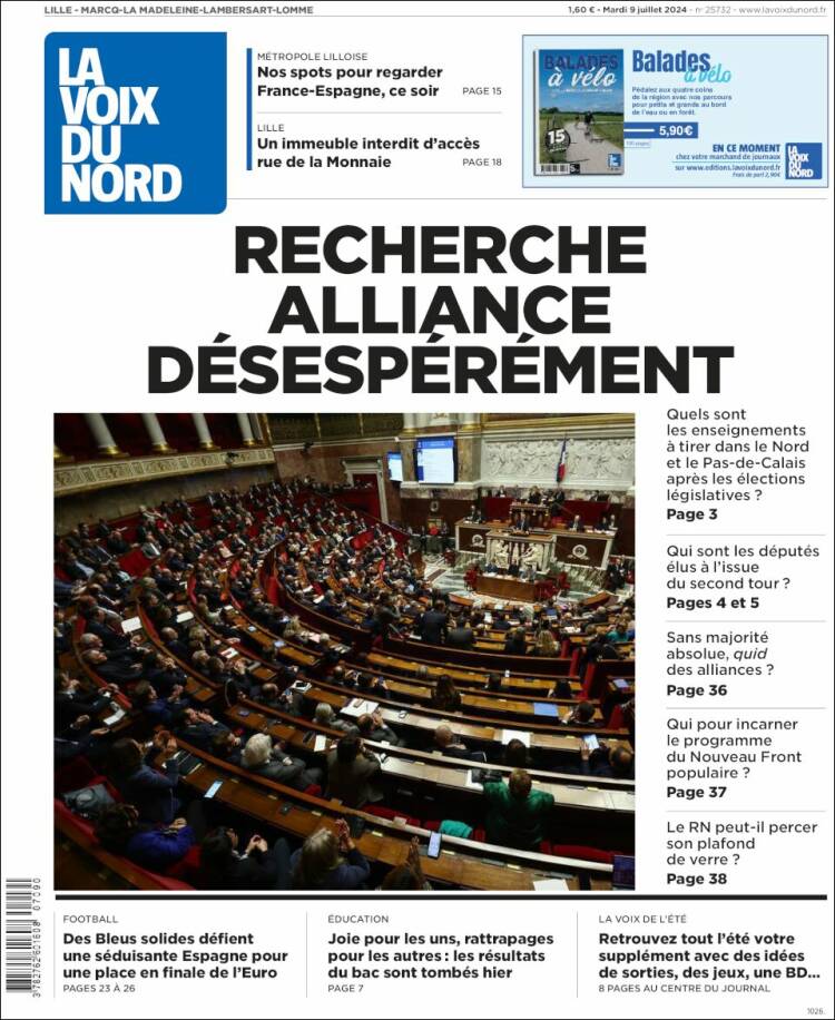 Portada de La Voix du Nord (Francia)