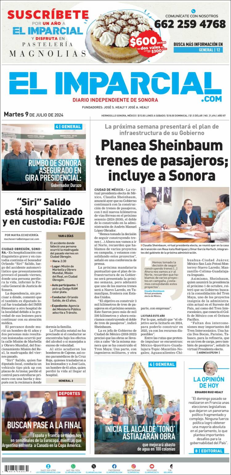 Portada de El Imparcial (M&eacute;xico)