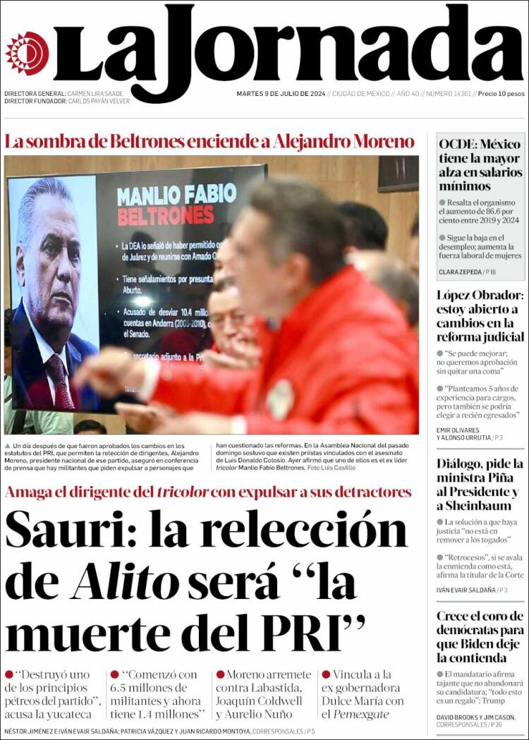 Portada de La Jornada (M&eacute;xico)