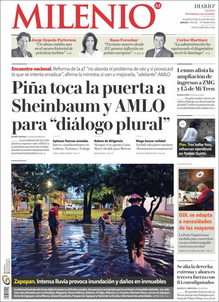 Portada de Milenio - Jalisco (M&eacute;xico)