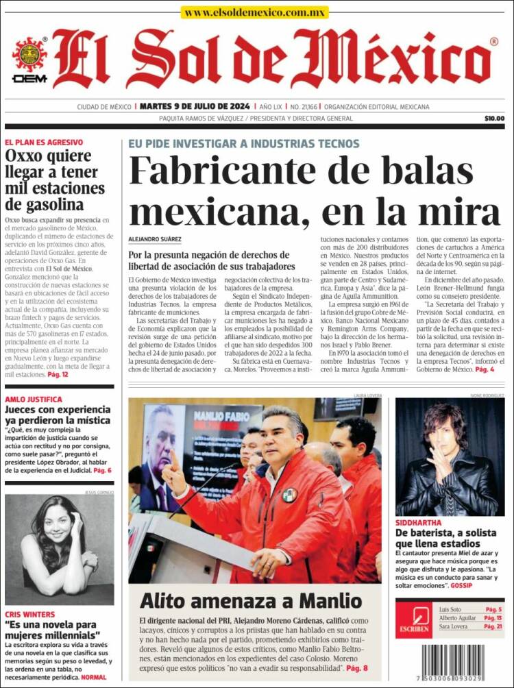 Portada de El Sol de México (M&eacute;xico)
