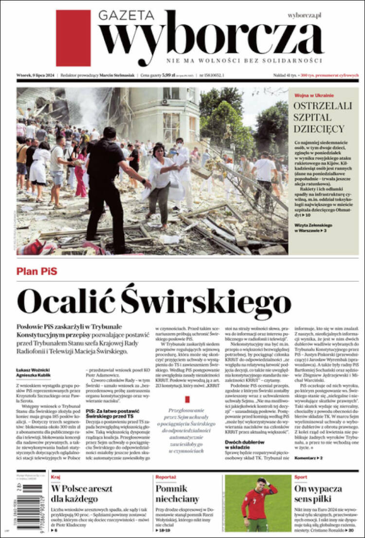 Portada de Gazeta Wyborcza (Polonia)
