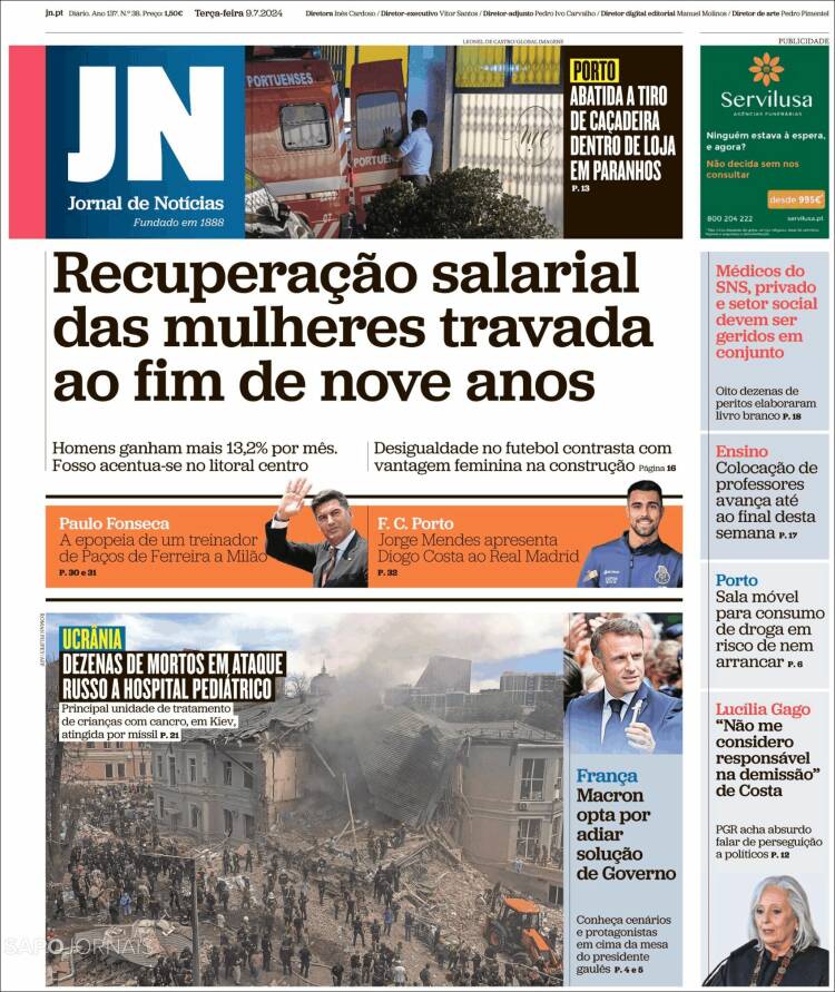 Portada de Jornal de Notícias (Portugal)