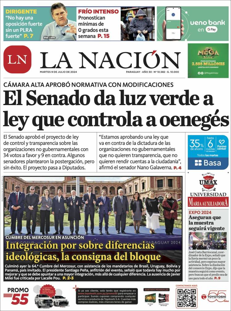 Portada de La Nación (Paraguay)