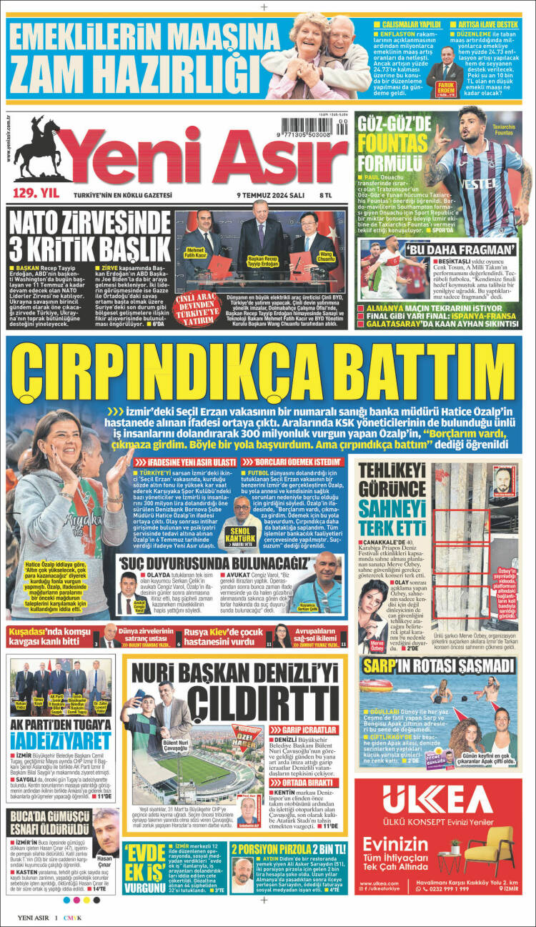 Portada de Yeni Asır (Turqu&iacute;a)