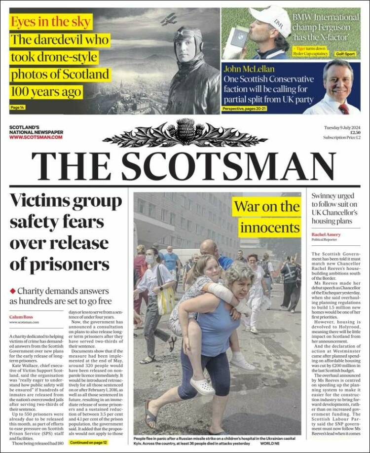 Portada de The Scotsman (Reino Unido)