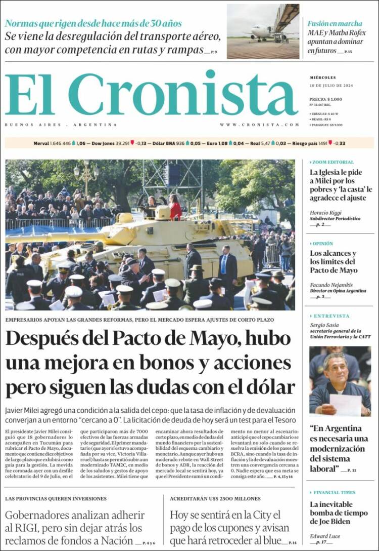 Portada de El Cronista Comercial (Argentina)