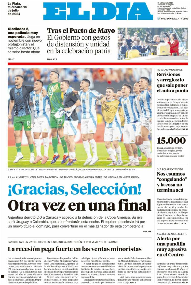 Portada de El Día de la Plata (Argentina)