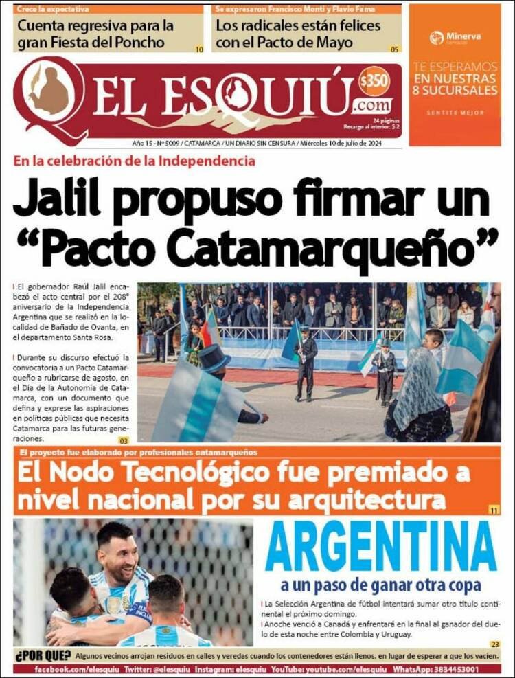 Portada de El Esquiu (Argentina)