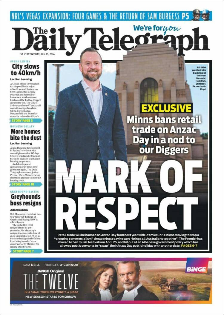 Portada de The Daily Telegraph (Australia)