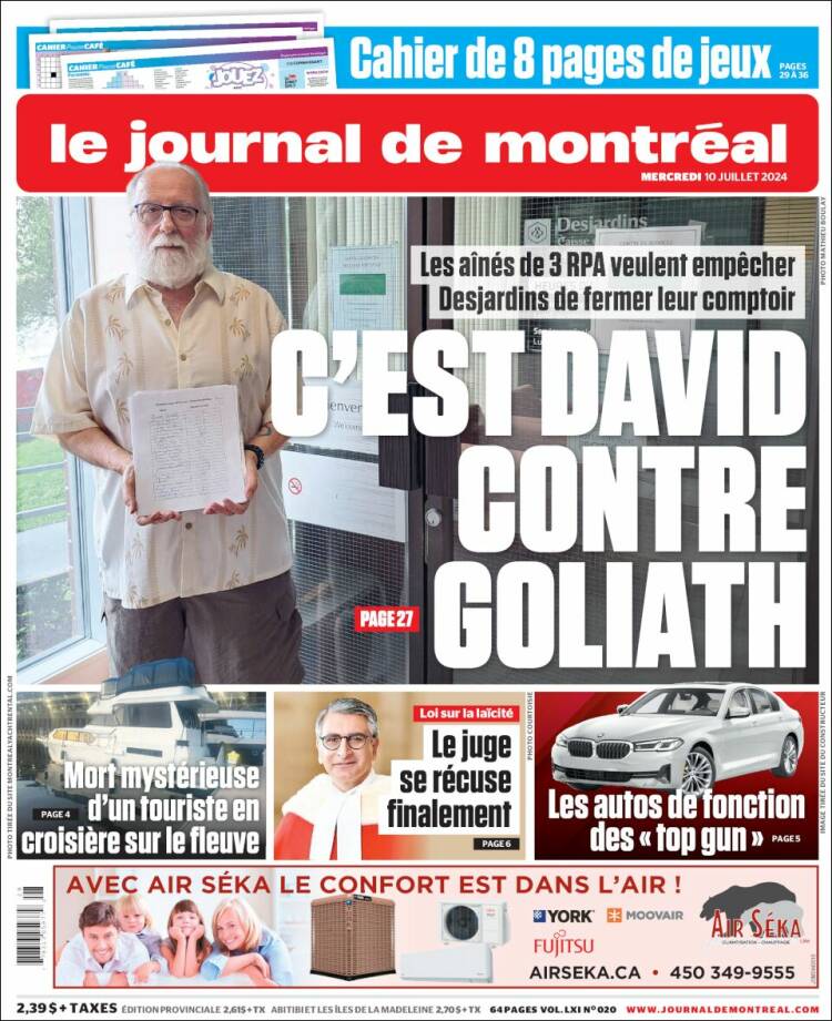 Portada de Le Journal de Montréal (Canadá)