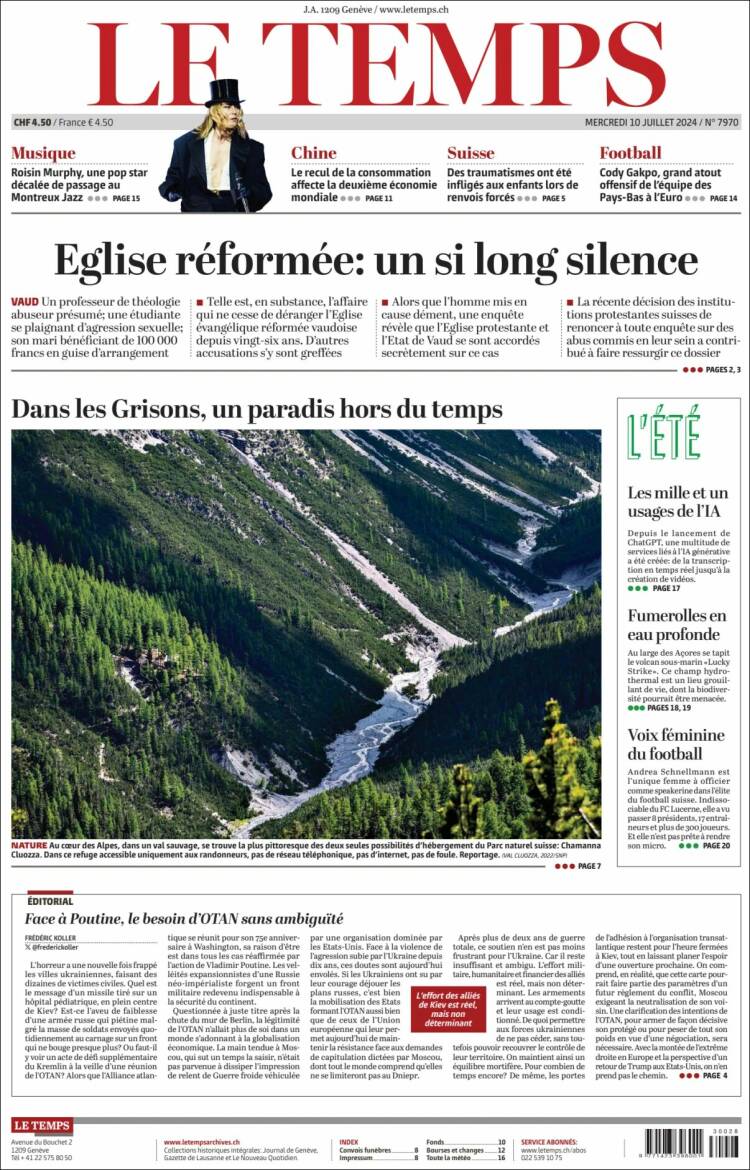 Portada de Le Matin (Suiza)