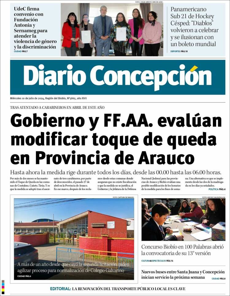 Portada de Diario de Concepción (Chile)