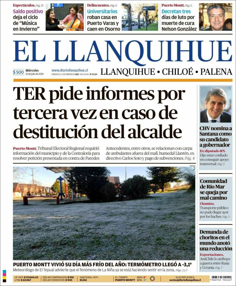 Portada de El Llanquihue (Chile)