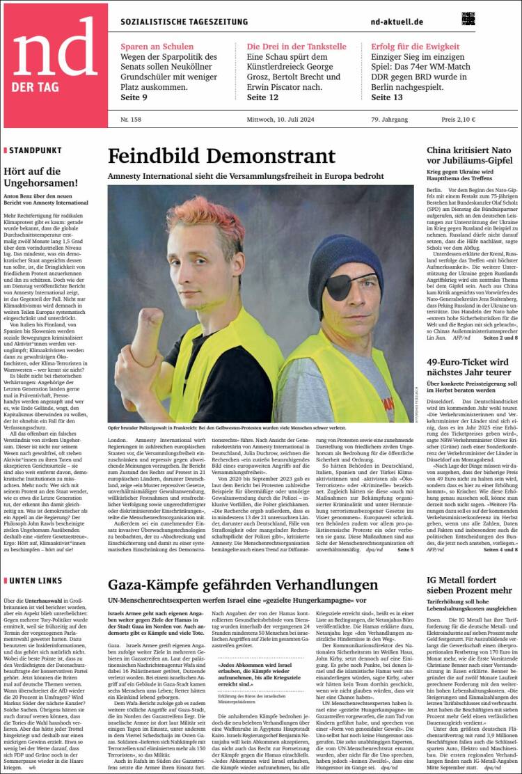 Periódico Neues Deutschland (Alemania). Periódicos de Alemania. Edición ...