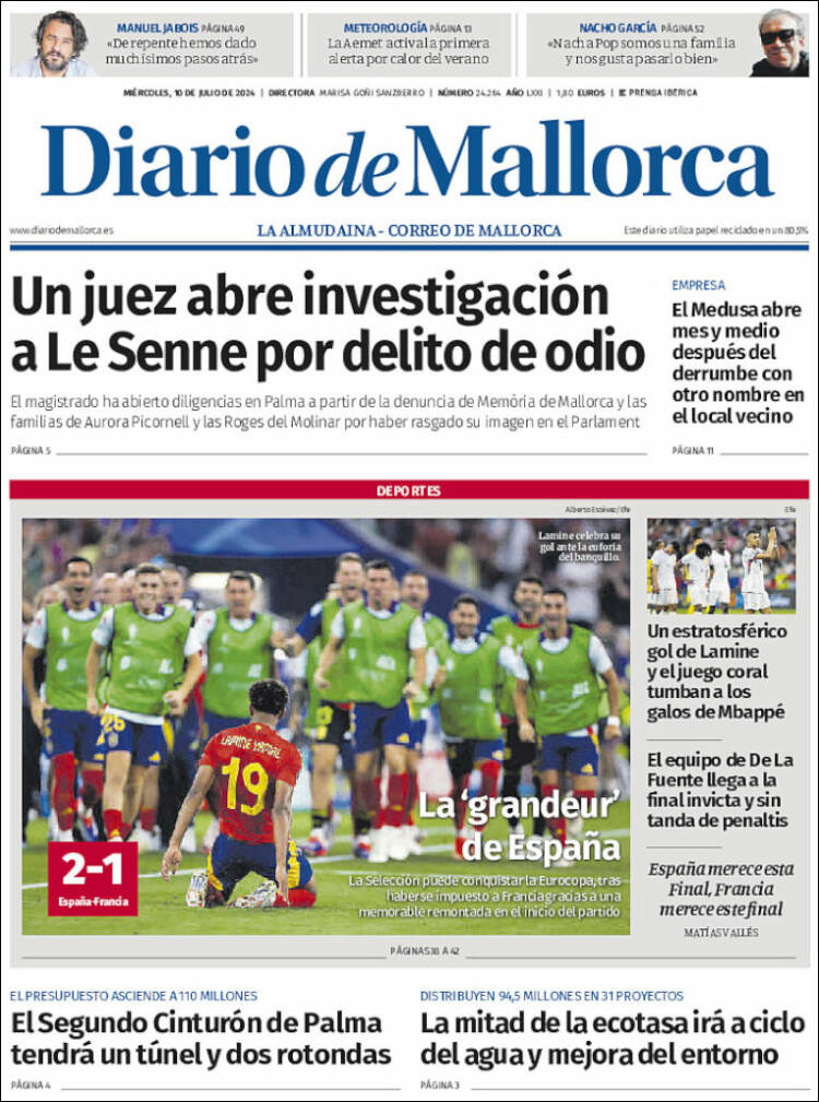 Portada de Diario de Mallorca (España)