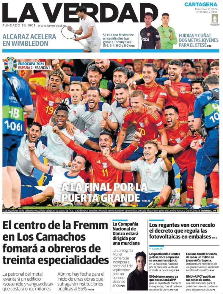 Portada de La Verdad de Cartagena (España)