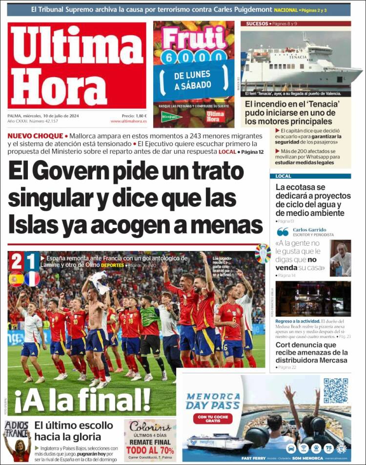 Portada de Última Hora (España)