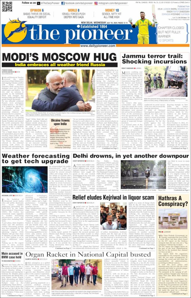 Portada de The Pioneer (India)