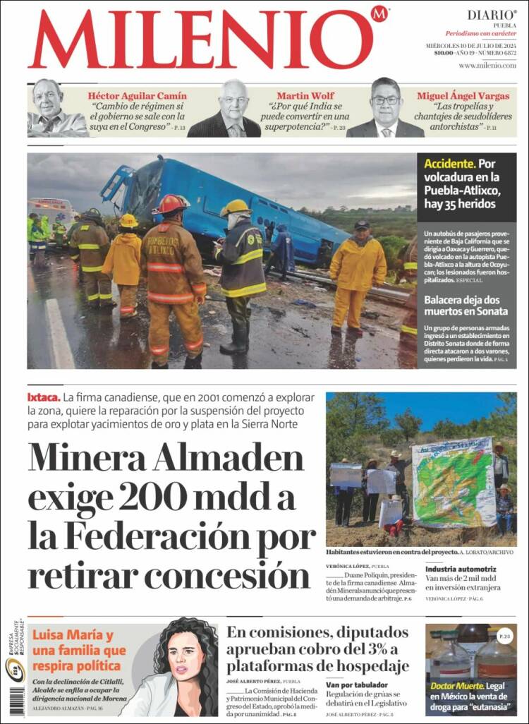 Portada de Milenio de Puebla (México)