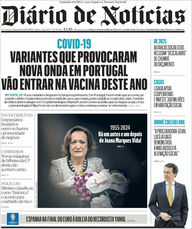Portada de Diário de Noticias (Portugal)