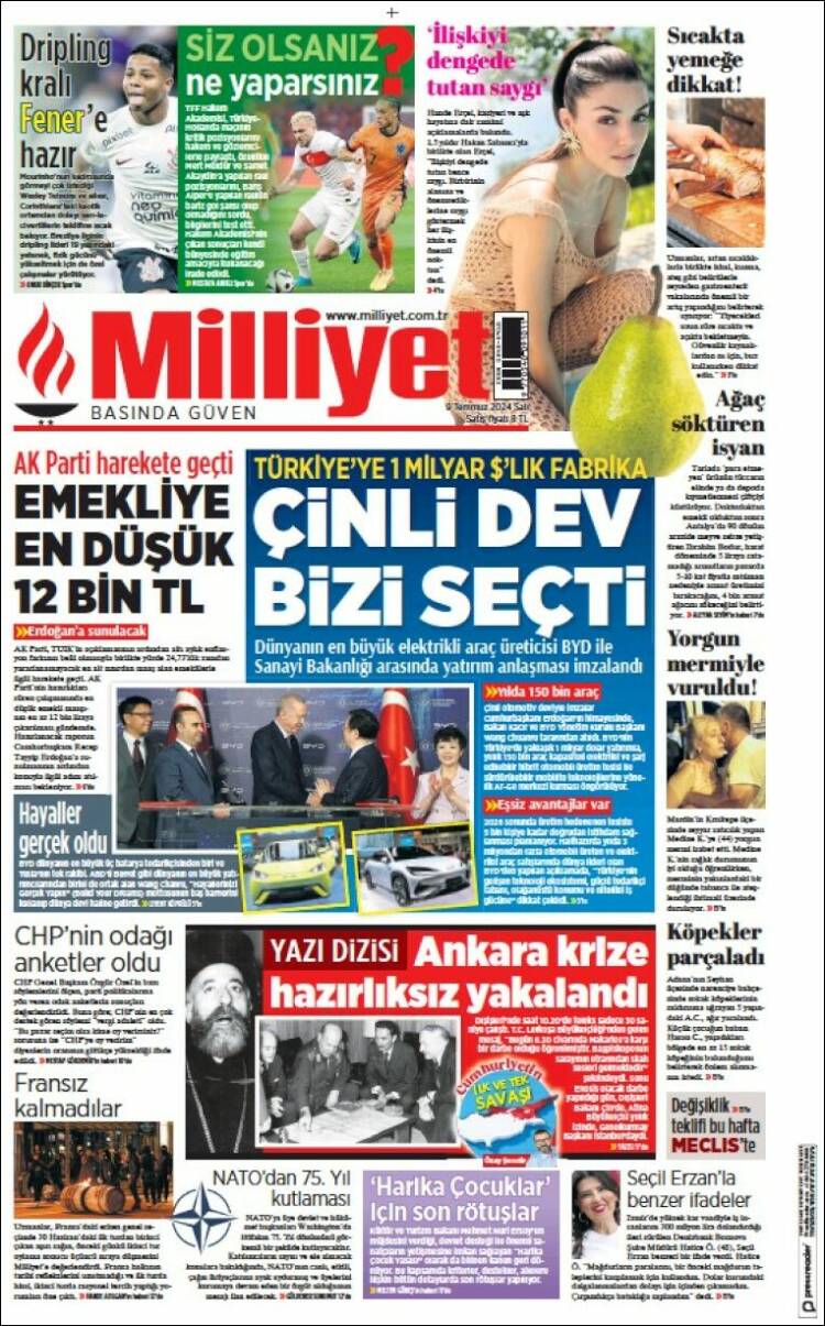 Portada de Milliyet (Turqu&iacute;a)
