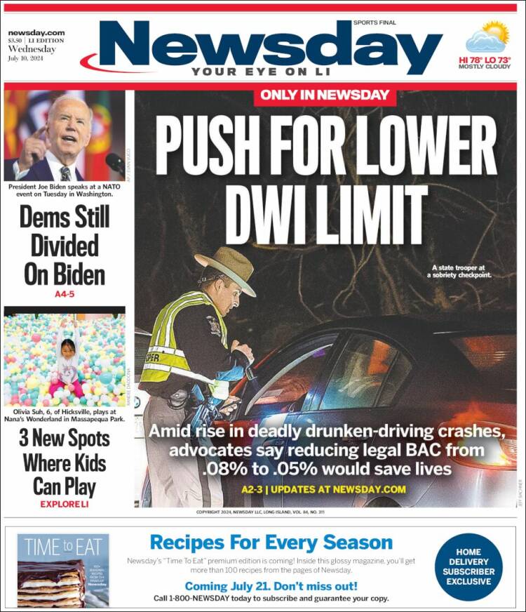 Portada de Newsday (USA)