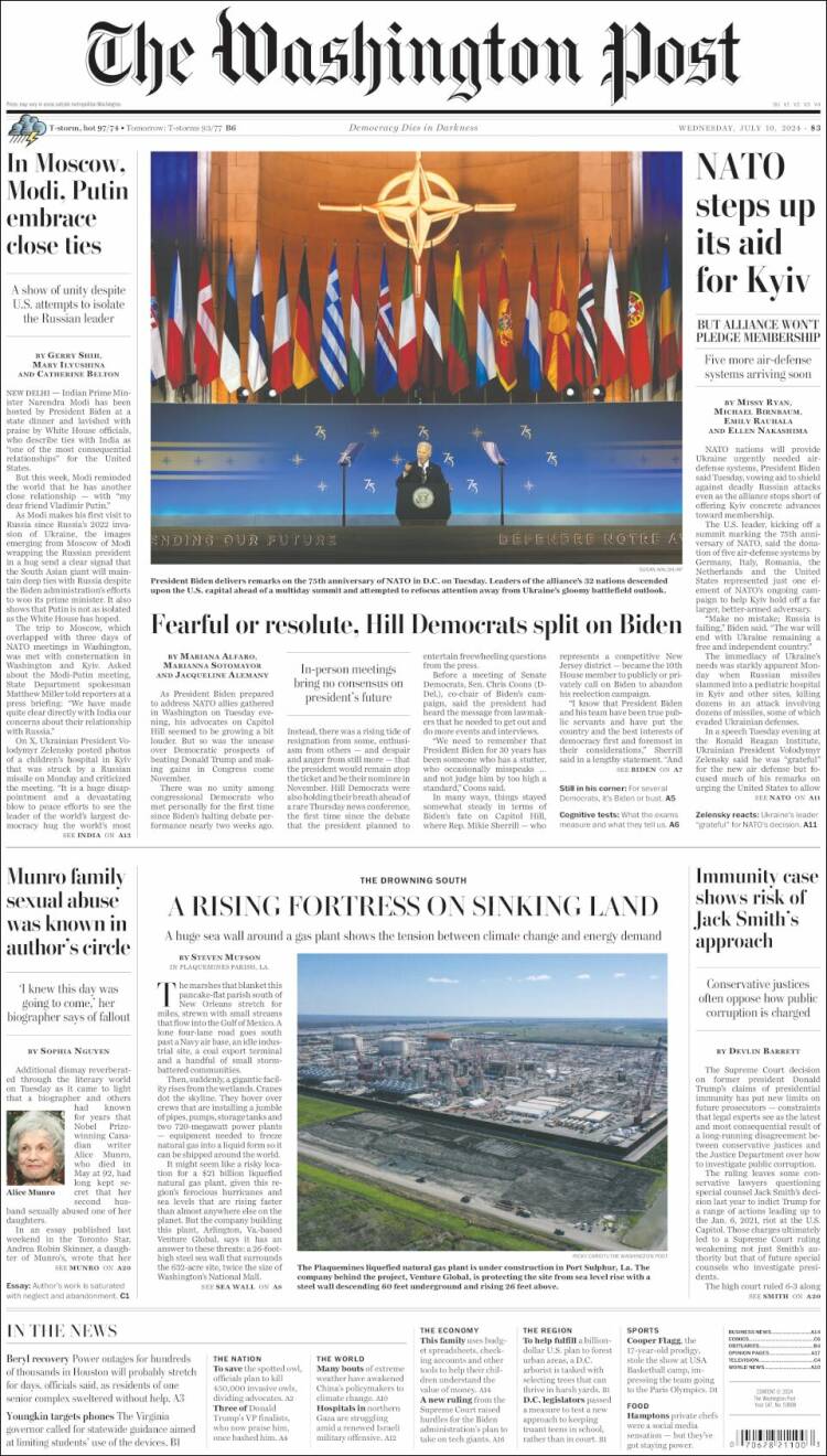 Portada de The Washington Post (USA)