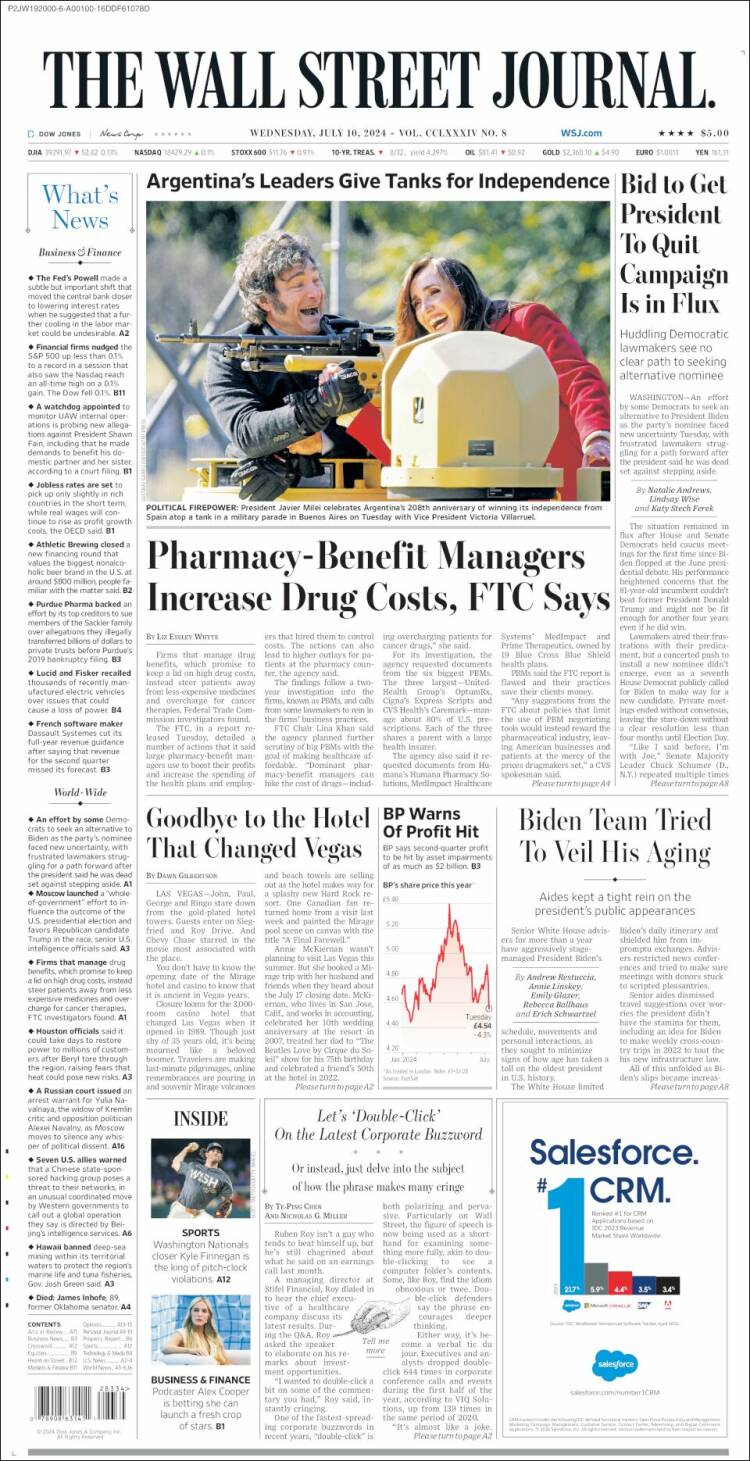 Portada de Wall Street Journal (USA)