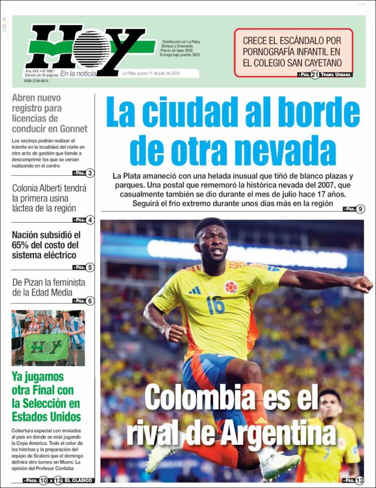 Portada de Diario Hoy (Argentina)