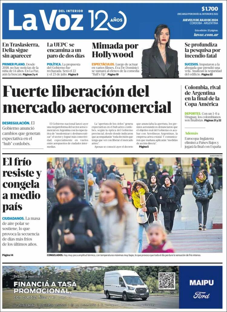 Portada de La Voz del Interior (Argentina)