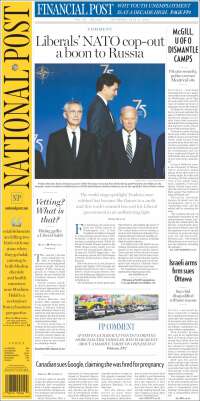 Portada de The National Post (Canadá)