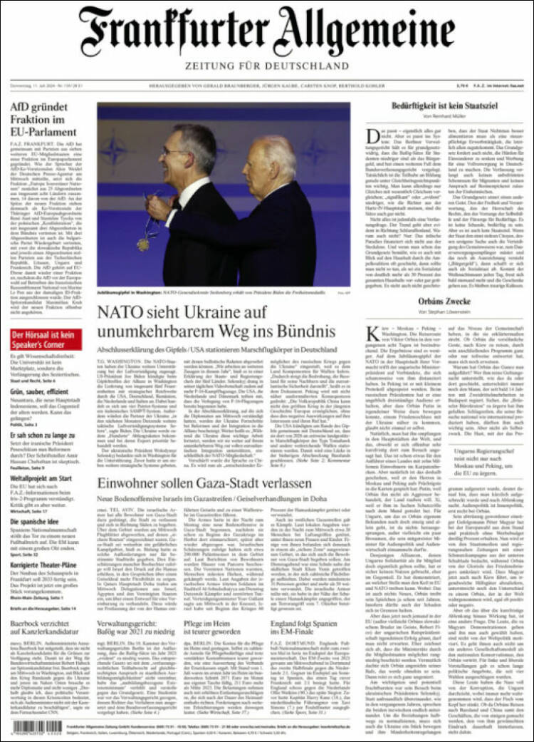 Portada de Frankfurter Allgemeine (Alemania)