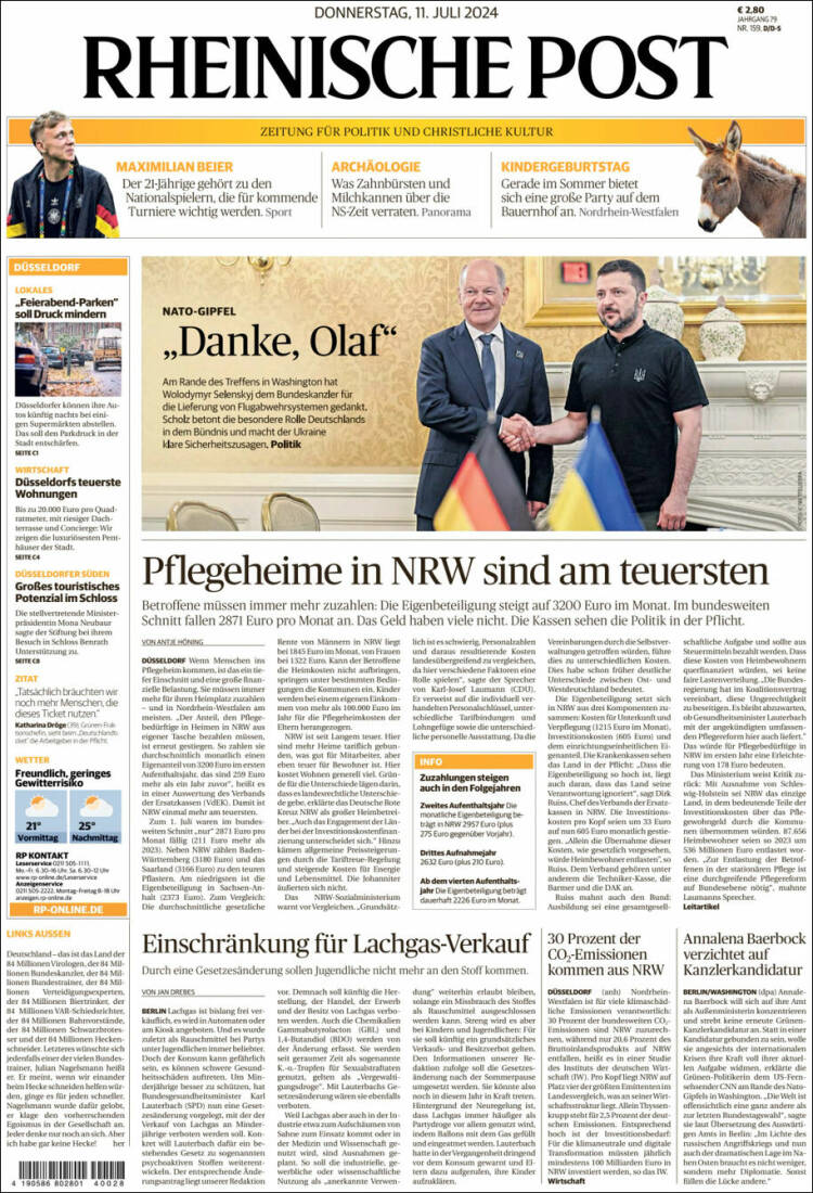 Portada de Rheinische Post (Alemania)