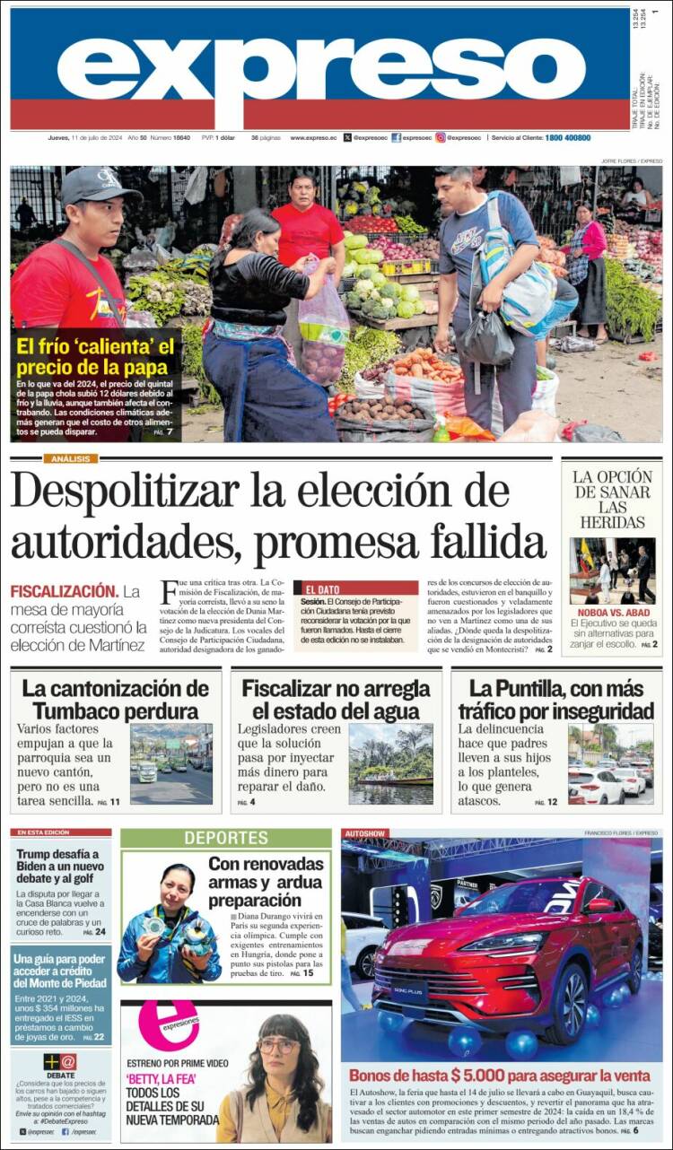 Portada de Expreso (Ecuador)
