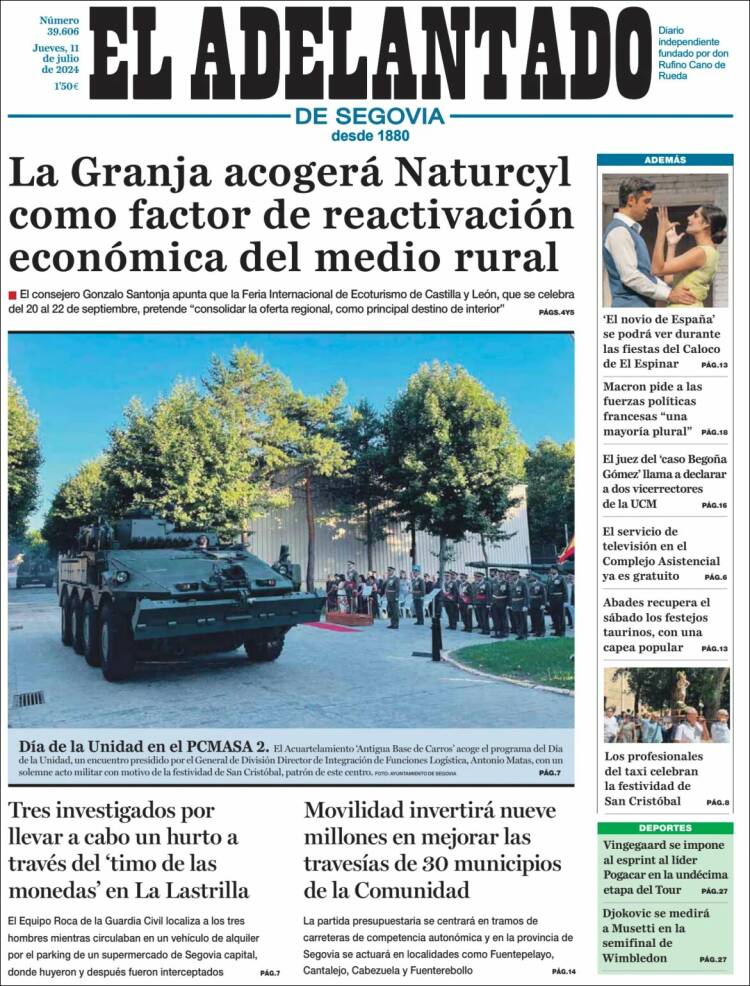 Portada de El Adelantado de Segovia (España)