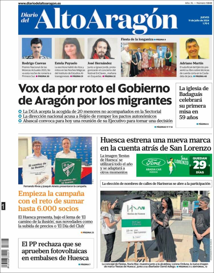 Portada de Diario del AltoAragón (España)