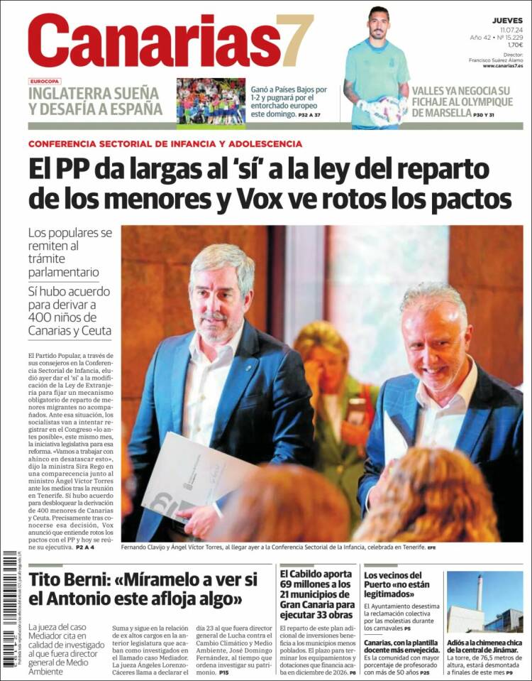 Portada de Canarias 7 (España)