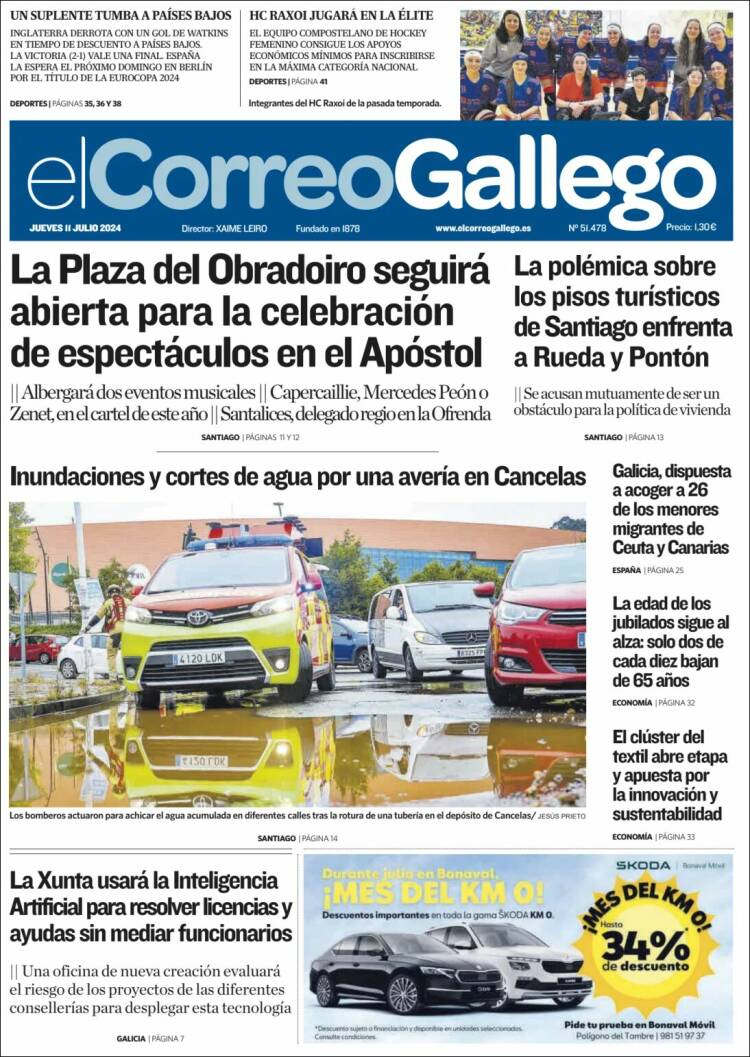 Portada de El Correo Gallego (España)