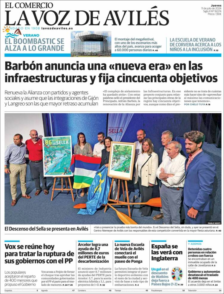 Portada de El Comercio - Avilés (España)
