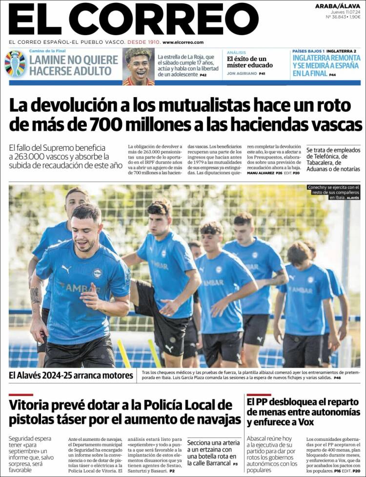 Portada de El Correo - Álava (España)